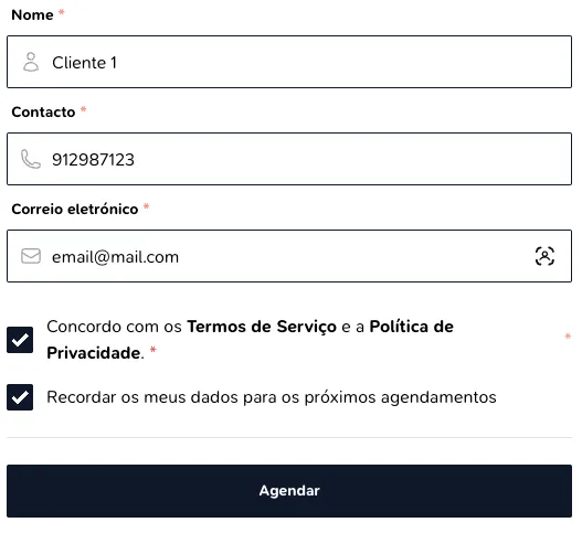 Exemplo de recomendações de horários no sistema de agendamentos
